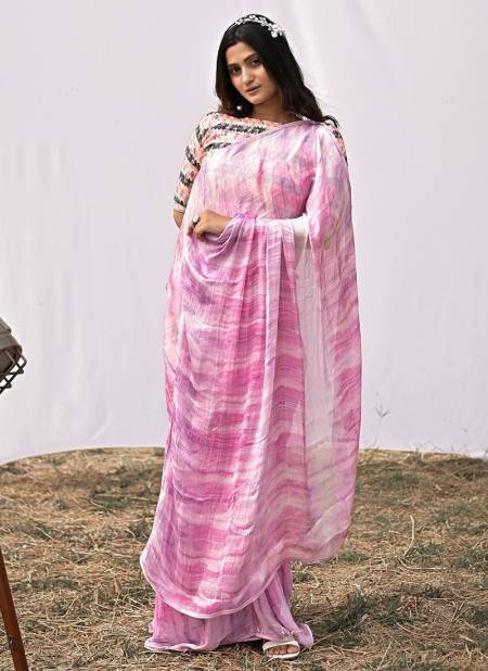 Dark Pink Colour ASHIMA KIARA Stylish Designer Party Wear Line Satin Printed Latest Saree Collection 2107